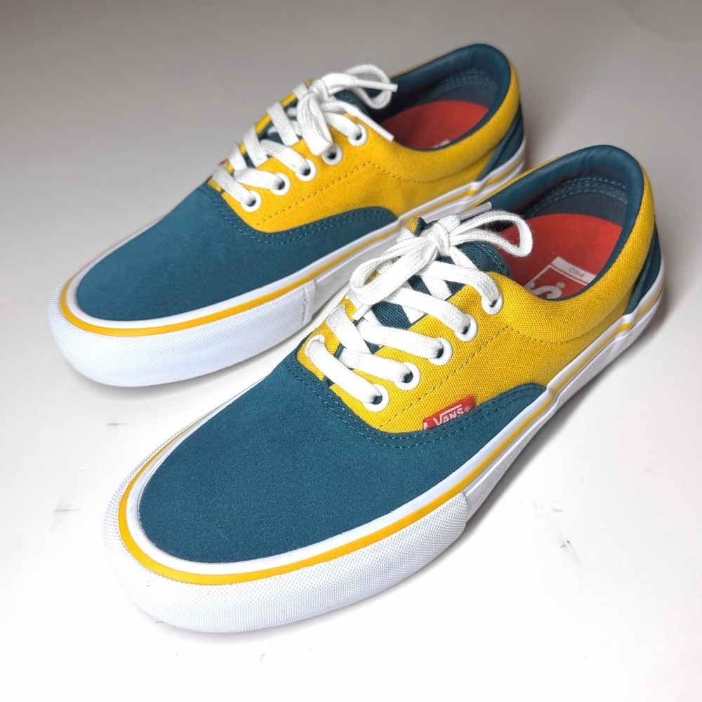 Vans Men's Era Pro Prime Atlantic Green Yellow Canvas Suede shoes Size- 7.5